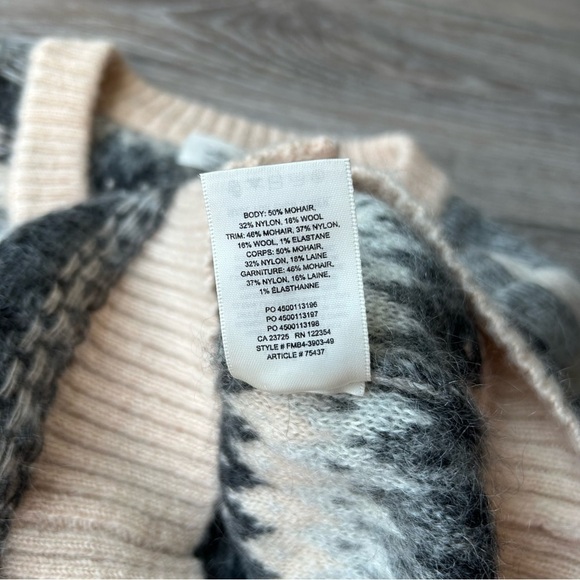 Aritzia Striped Wool Fair Isle Cardigan in Cream and Gray - Picture 14 of 15